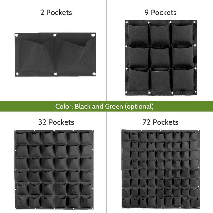 Plants Grow Bags Wall Mount Planter For Yard Garden Home-Black&2