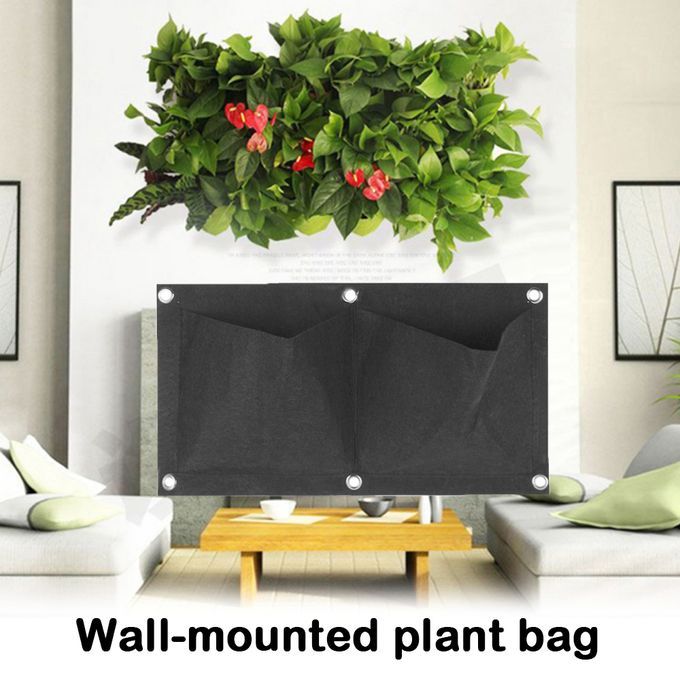 Plants Grow Bags Wall Mount Planter For Yard Garden Home-Black&2