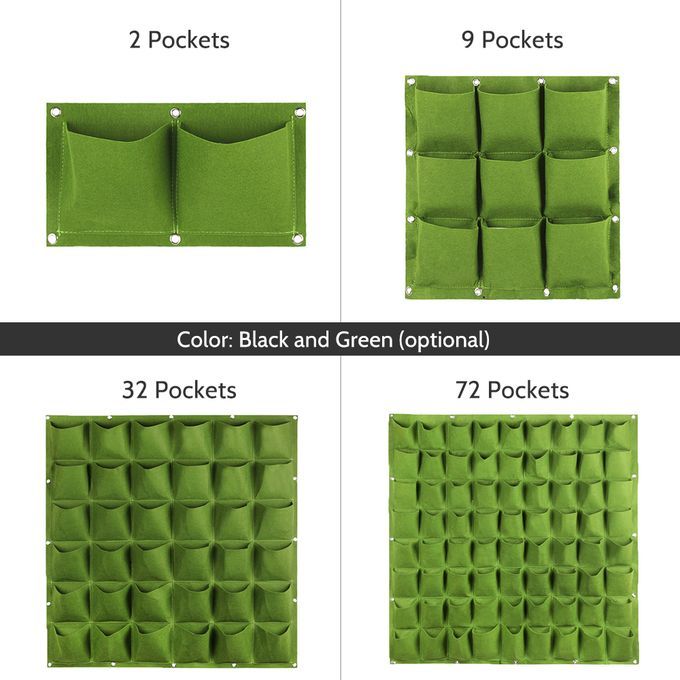 Plants Grow Bags Wall Mount Planter For Yard Garden Home-Black&2