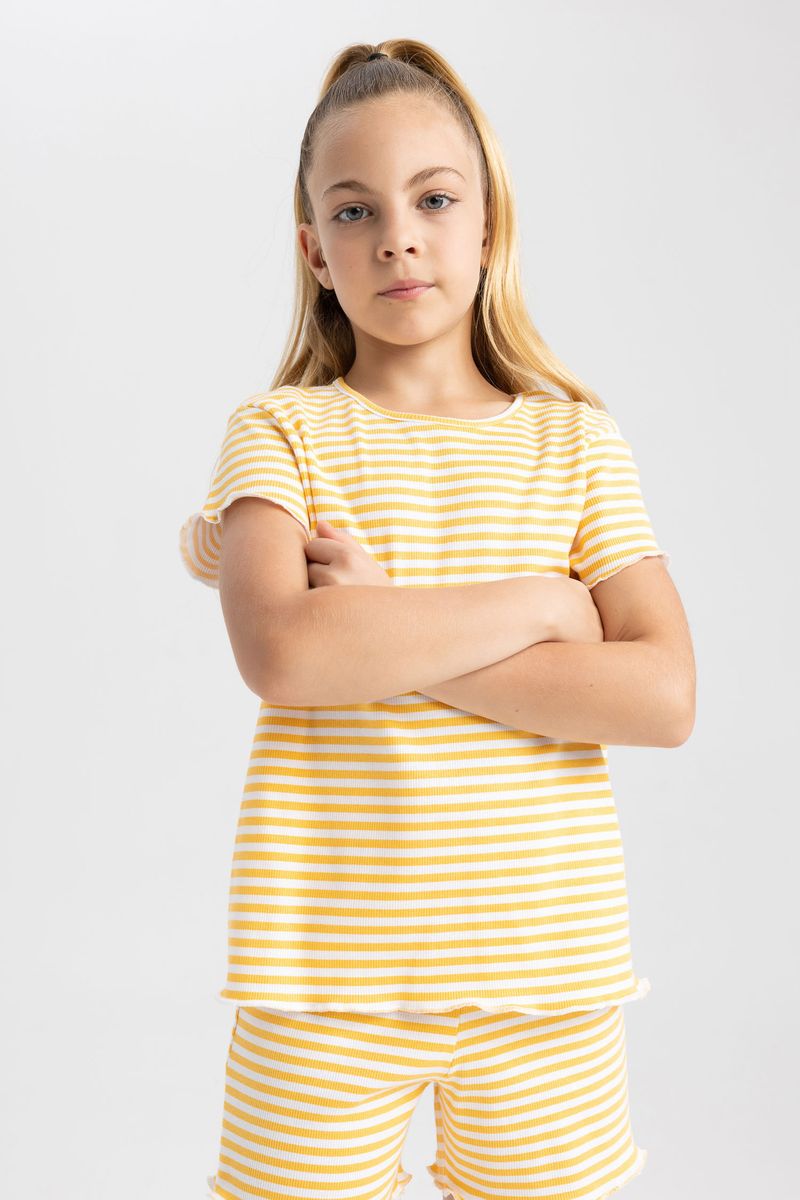 Girl Special Collection Regular Fit Short Sleeve Knitted Pyjamas - Yellow