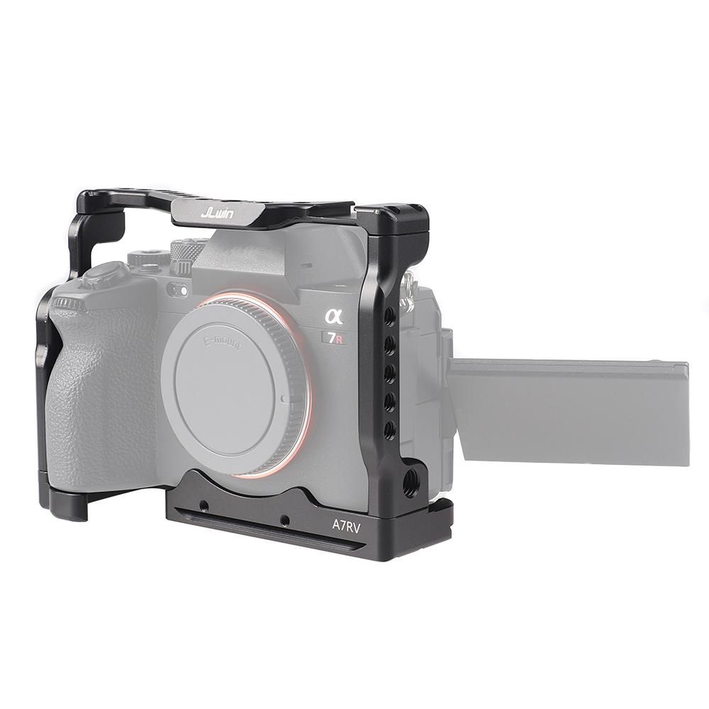 JLwin A7RV Metal Camera Cage Aluminum Alloy with Quick Release Plate Cold Shoe Mount Magnetic Wrench Slot Numerous 1/4in-20 And 3/8in-16 Threaded Holes Compatible with Sony Alpha A7RV Camera
