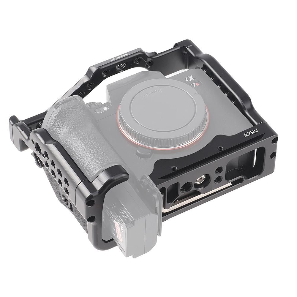 JLwin A7RV Metal Camera Cage Aluminum Alloy with Quick Release Plate Cold Shoe Mount Magnetic Wrench Slot Numerous 1/4in-20 And 3/8in-16 Threaded Holes Compatible with Sony Alpha A7RV Camera