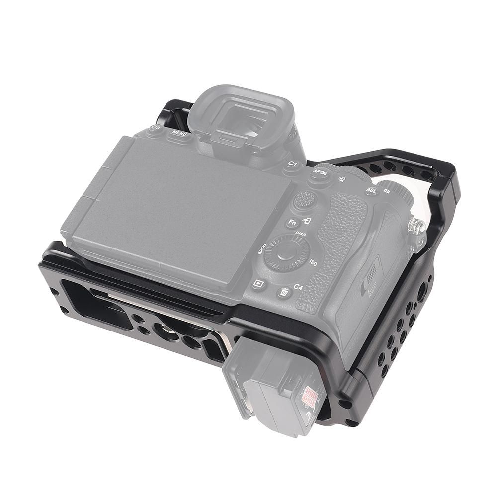 JLwin A7RV Metal Camera Cage Aluminum Alloy with Quick Release Plate Cold Shoe Mount Magnetic Wrench Slot Numerous 1/4in-20 And 3/8in-16 Threaded Holes Compatible with Sony Alpha A7RV Camera