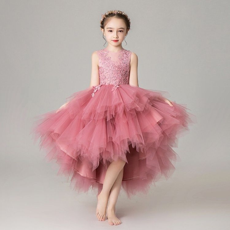 Sleeveless Short Front And Long Back Lace Princess Dress