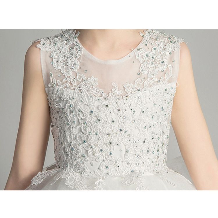Sleeveless Short Front And Long Back Lace Princess Dress