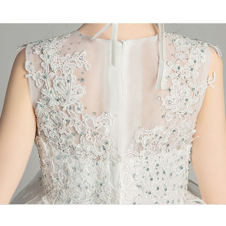 Sleeveless Short Front And Long Back Lace Princess Dress