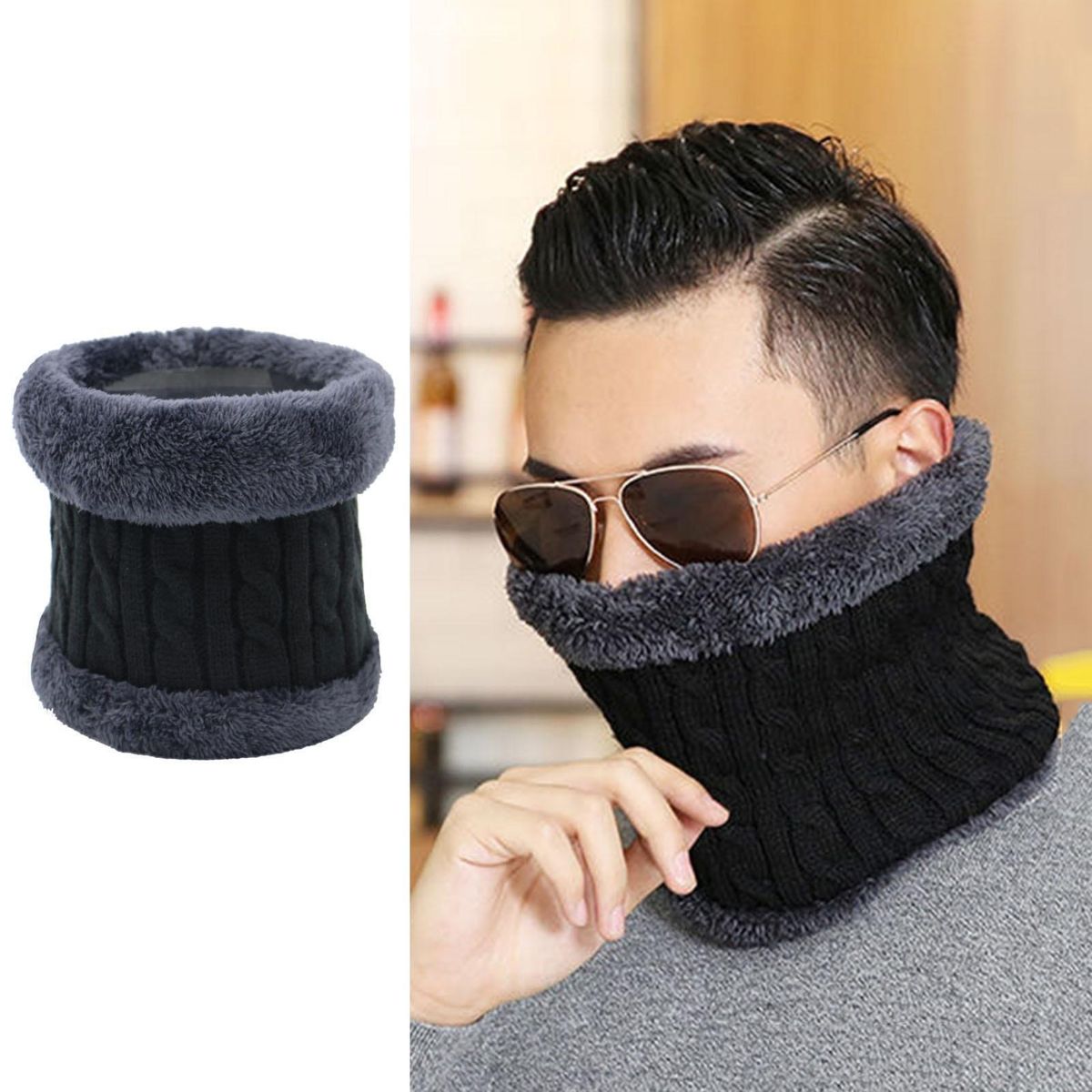 Men Women Neck Wrap Cozyride Versatile Neck Wrap Warm for Outdoor Black
