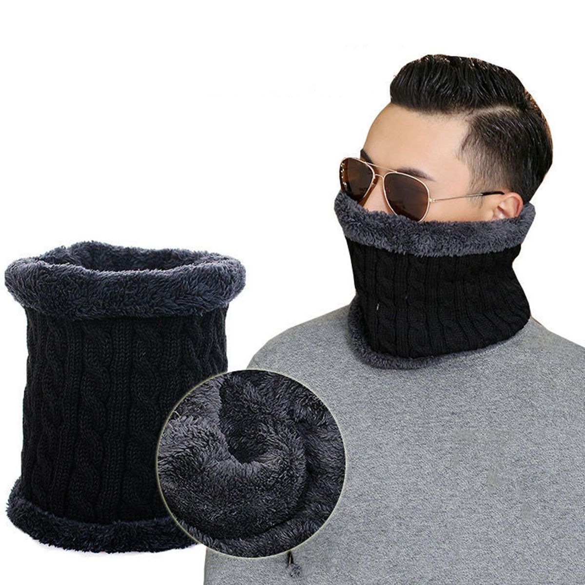 Men Women Neck Wrap Cozyride Versatile Neck Wrap Warm for Outdoor Black