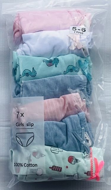 5-6 Yrs 7 Pack Colored Girls Briefs-B7