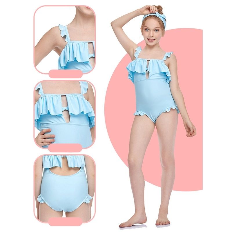 Ruffled Sling Baby Girls One-piece Swimsuit (Color:Yellow Size:116)