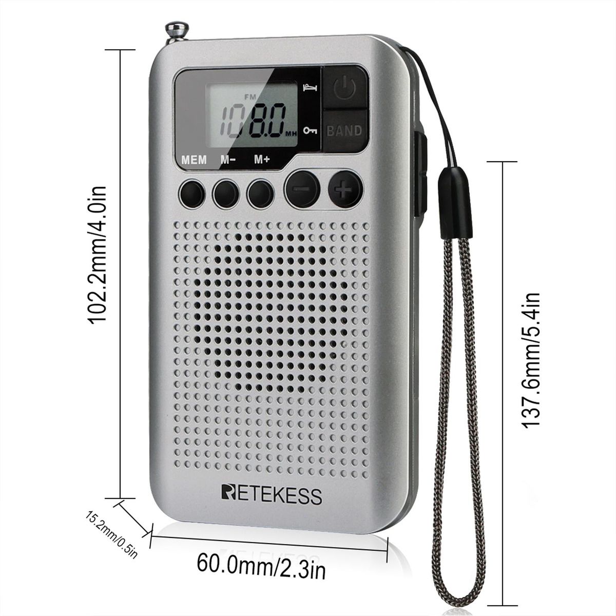 Retekess TR106 FM/AM Portable Radio with LCD Display with Sleep Timer Pocket Radio Receiver MP3 Player