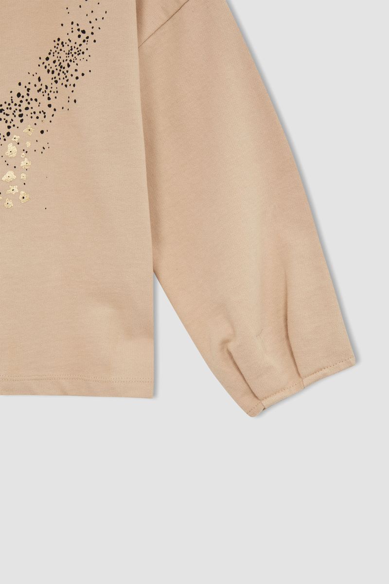Girl - Regular Fit C Neck Knitted Long Sleeve Body - Beige