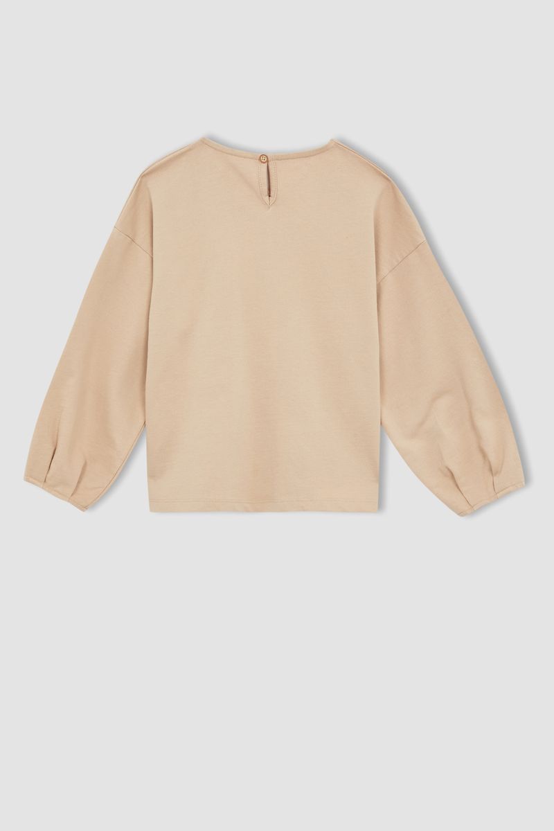 Girl - Regular Fit C Neck Knitted Long Sleeve Body - Beige