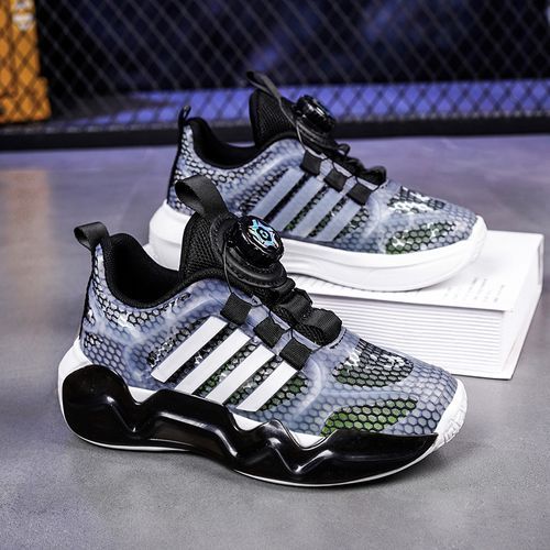 Hollow Girls Shoes Breathable Kids Sneaker Shoes Rotating Buckle Black