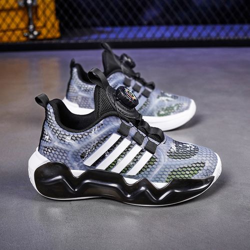 Hollow Girls Shoes Breathable Kids Sneaker Shoes Rotating Buckle Black