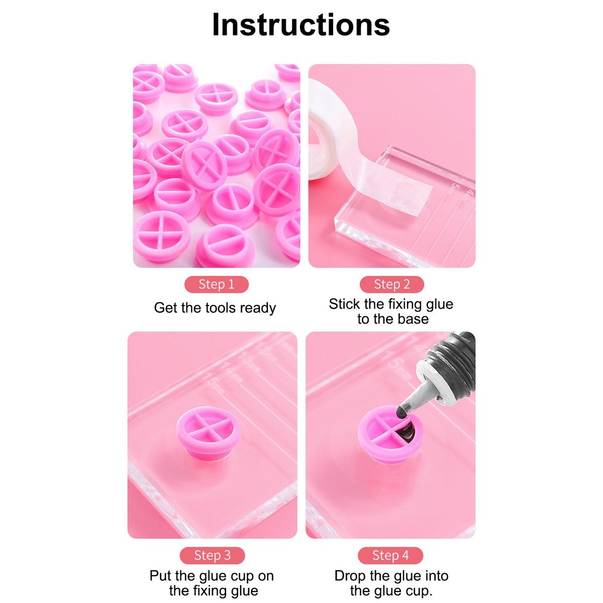 100Pcs Eyelash Extension Glue Cups Holder Grafting Eyelash