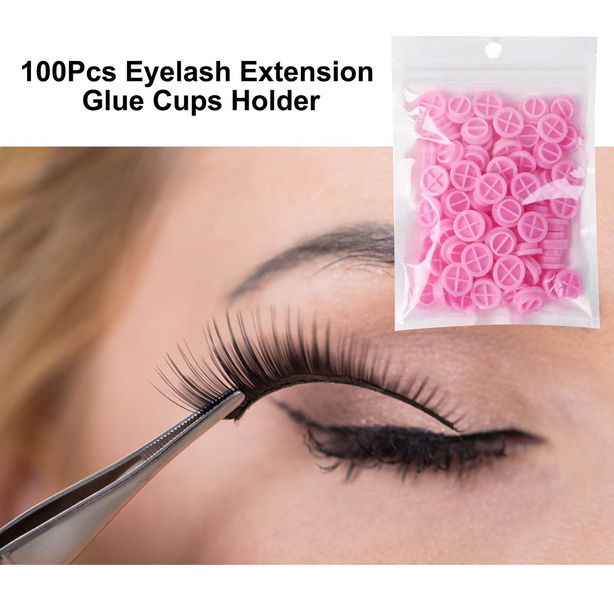 100Pcs Eyelash Extension Glue Cups Holder Grafting Eyelash