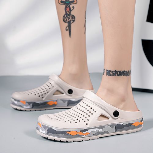Men's Beach Shoes Outdoor EVA Hole Sandals-White
