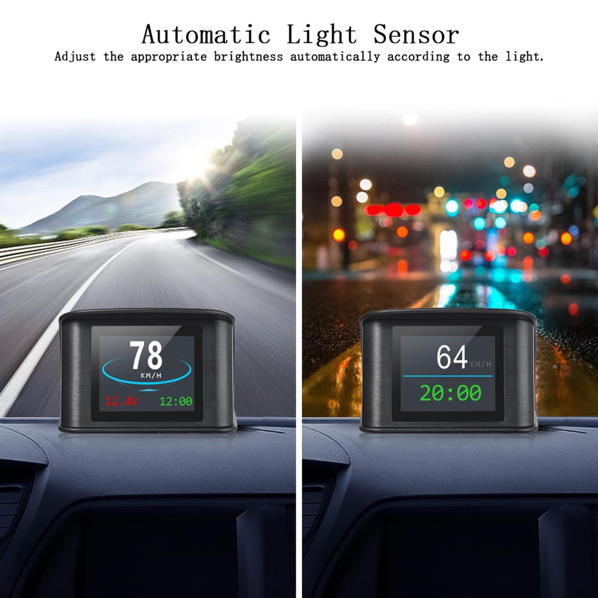 Smart HUD Display, 2.2 inch Universal GPS Head Up Display with Displays Speed, Altitude, Voltage, Clock and More Overspeed Alarm/Voltage Aarm