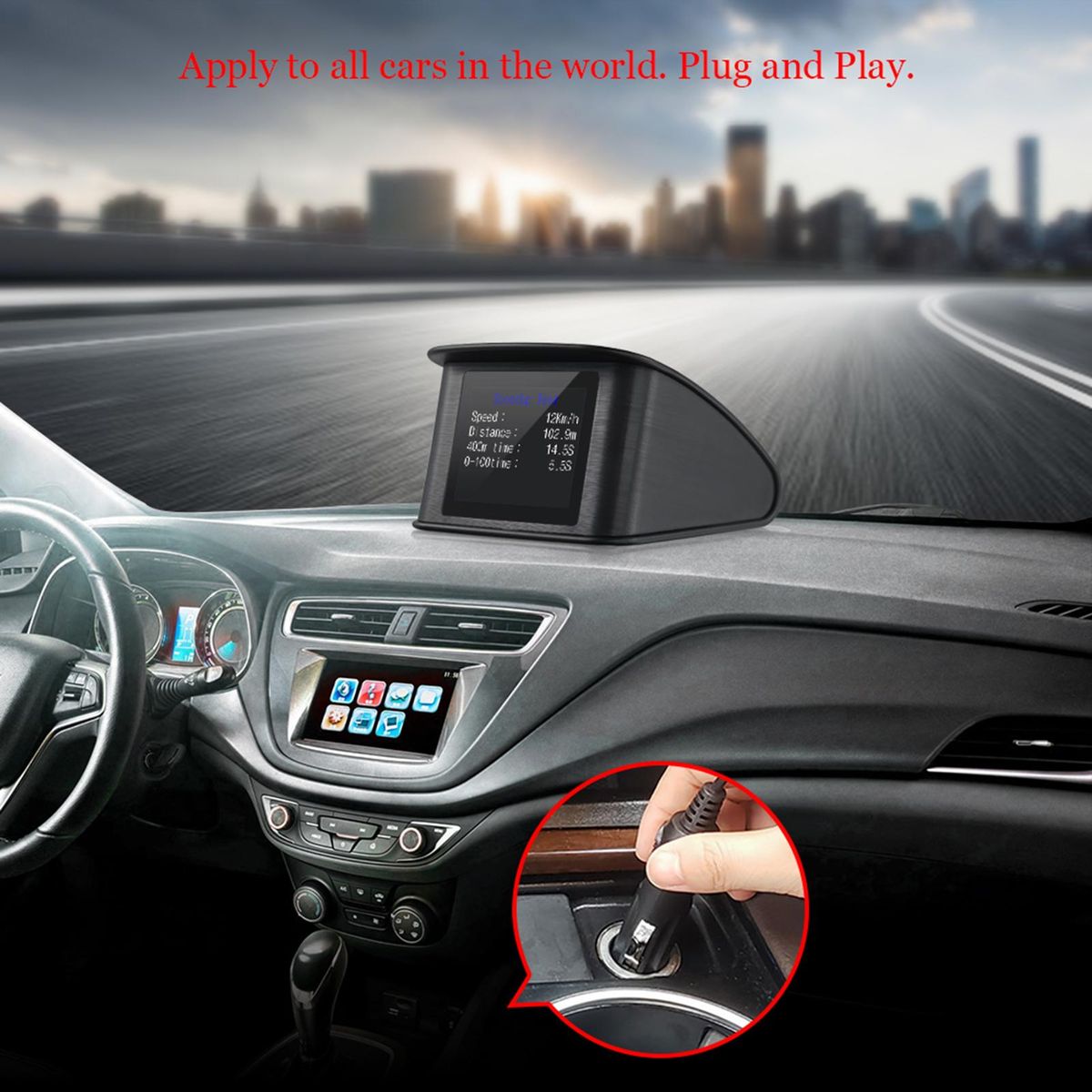 Smart HUD Display, 2.2 inch Universal GPS Head Up Display with Displays Speed, Altitude, Voltage, Clock and More Overspeed Alarm/Voltage Aarm