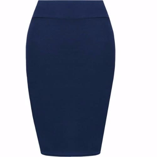 Ladies Midi Bodycon Skirt - Navy Blue