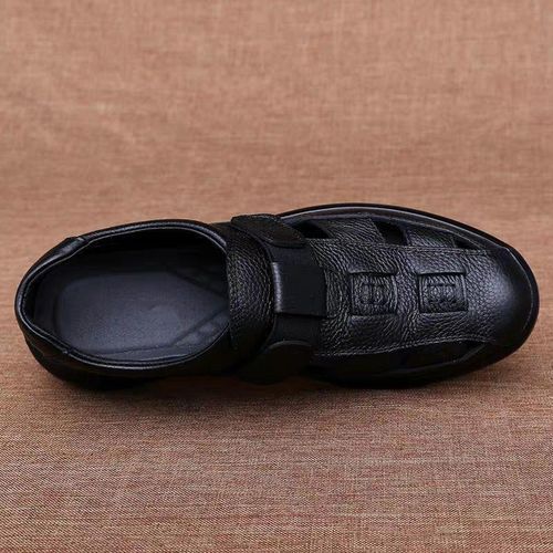 Men Summer Fashion Leather Sandals Breathable Anti-Slip Soft Sole Shoes