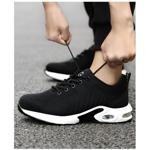 Men's Safety Shoes Steel Toe Work Boots Non-slip Sole Breathable Safety Shoes Steel Toe-Black