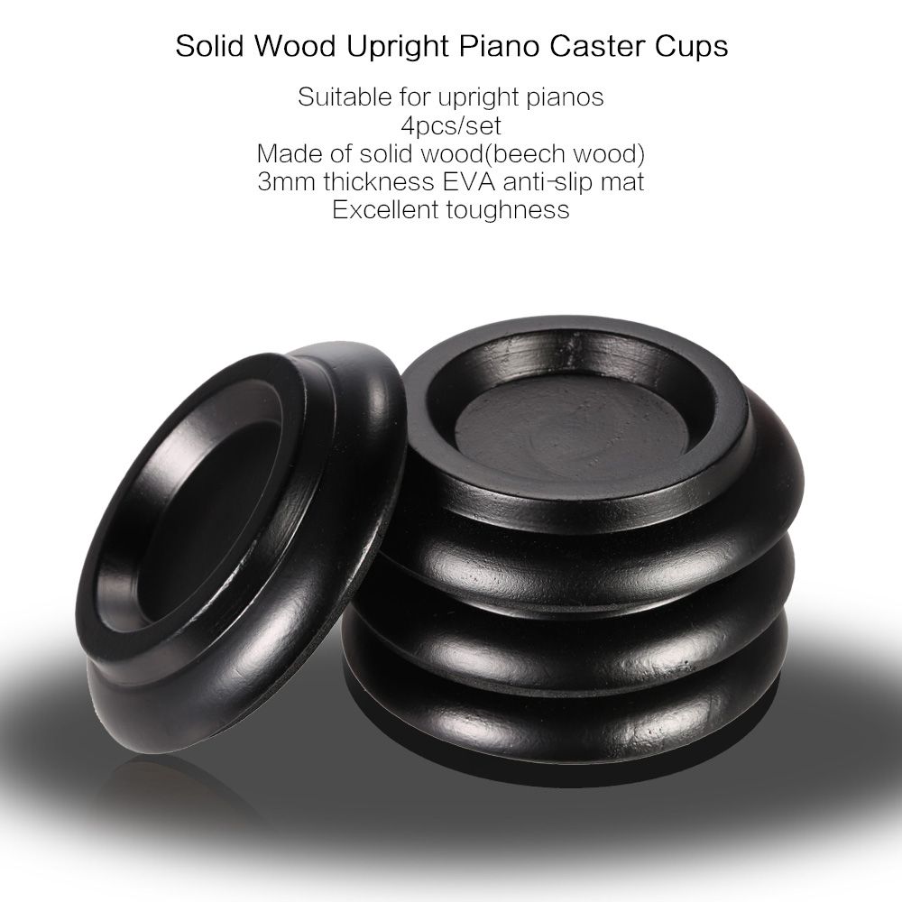 4pcs/set Solid Wood Upright Piano Caster Cups W/ EVA