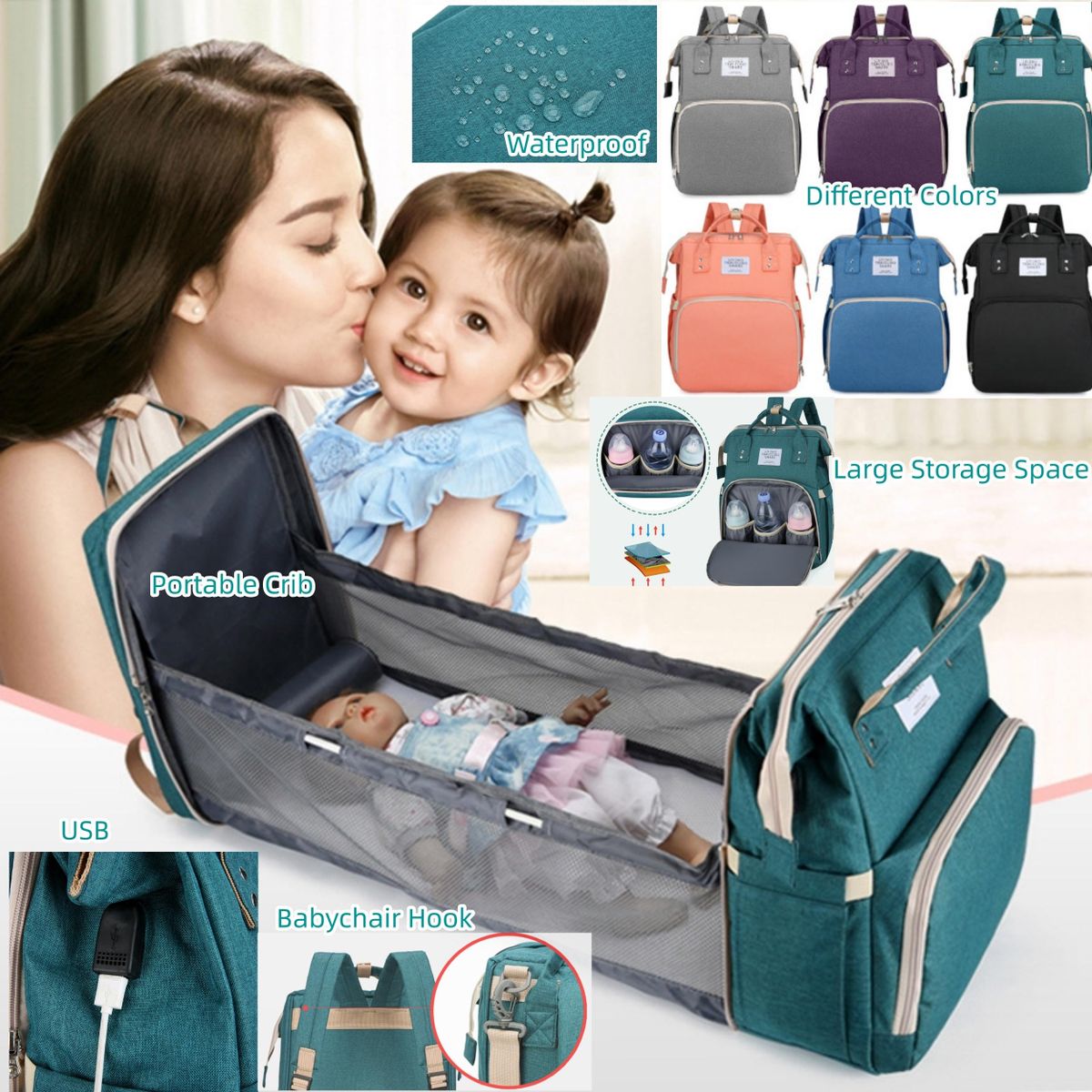 Mommy Bag Outdoors Portable Maternity Baby Backpack-Grey