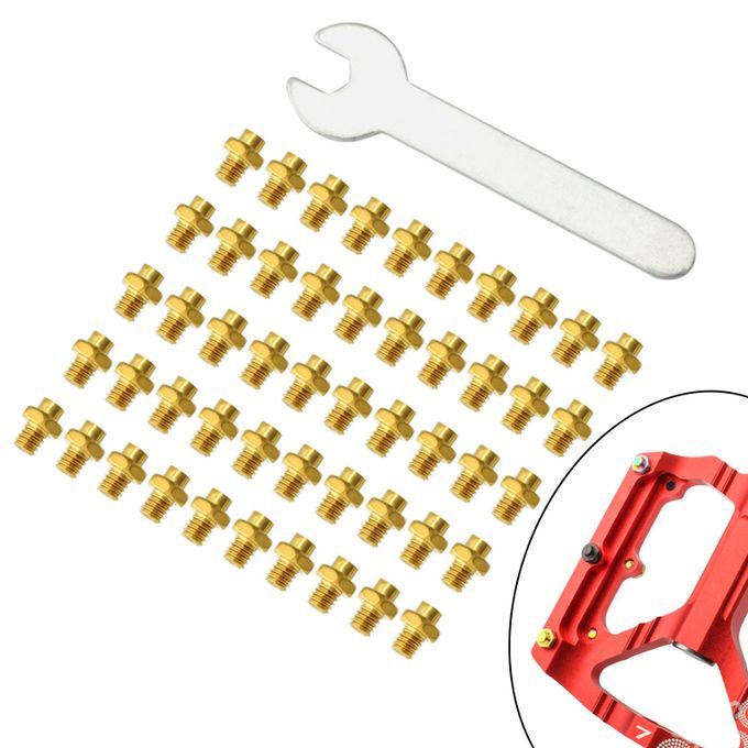 50 Pieces Bike Pedal Screws Fixed Studs Anti-Slip Hexagon Golden
