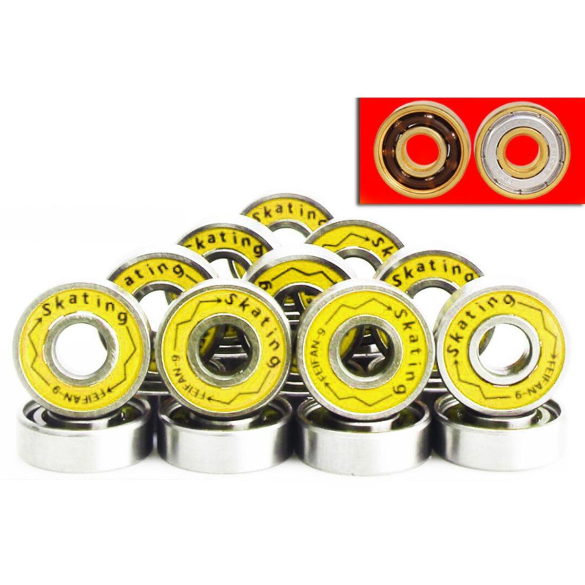 16Pc ABEC  Skateboard Replacement For Skate Board Yellow