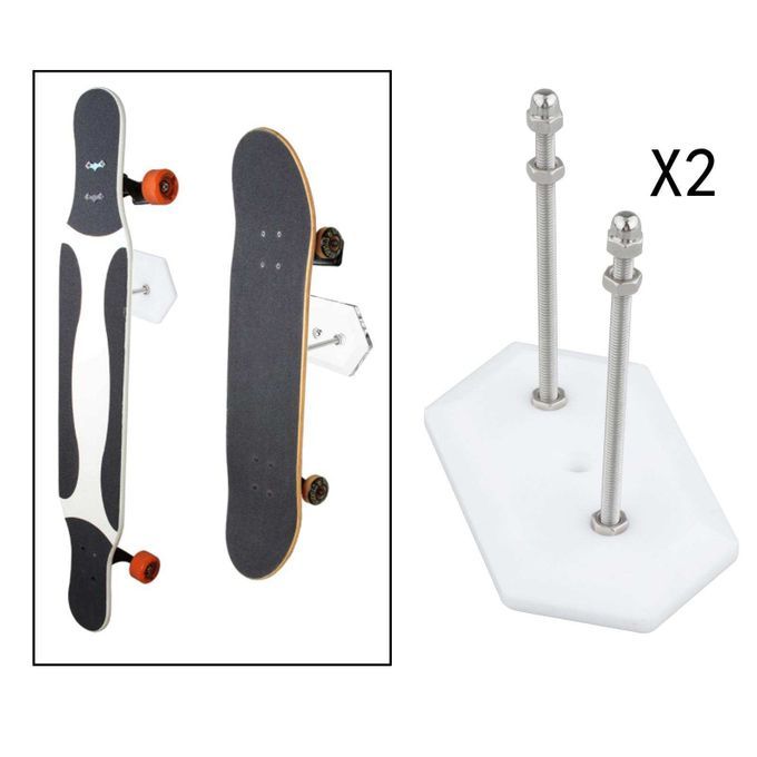 Skateboard Wall Mount Longboard Display Bracket Snowboard White 2PCS