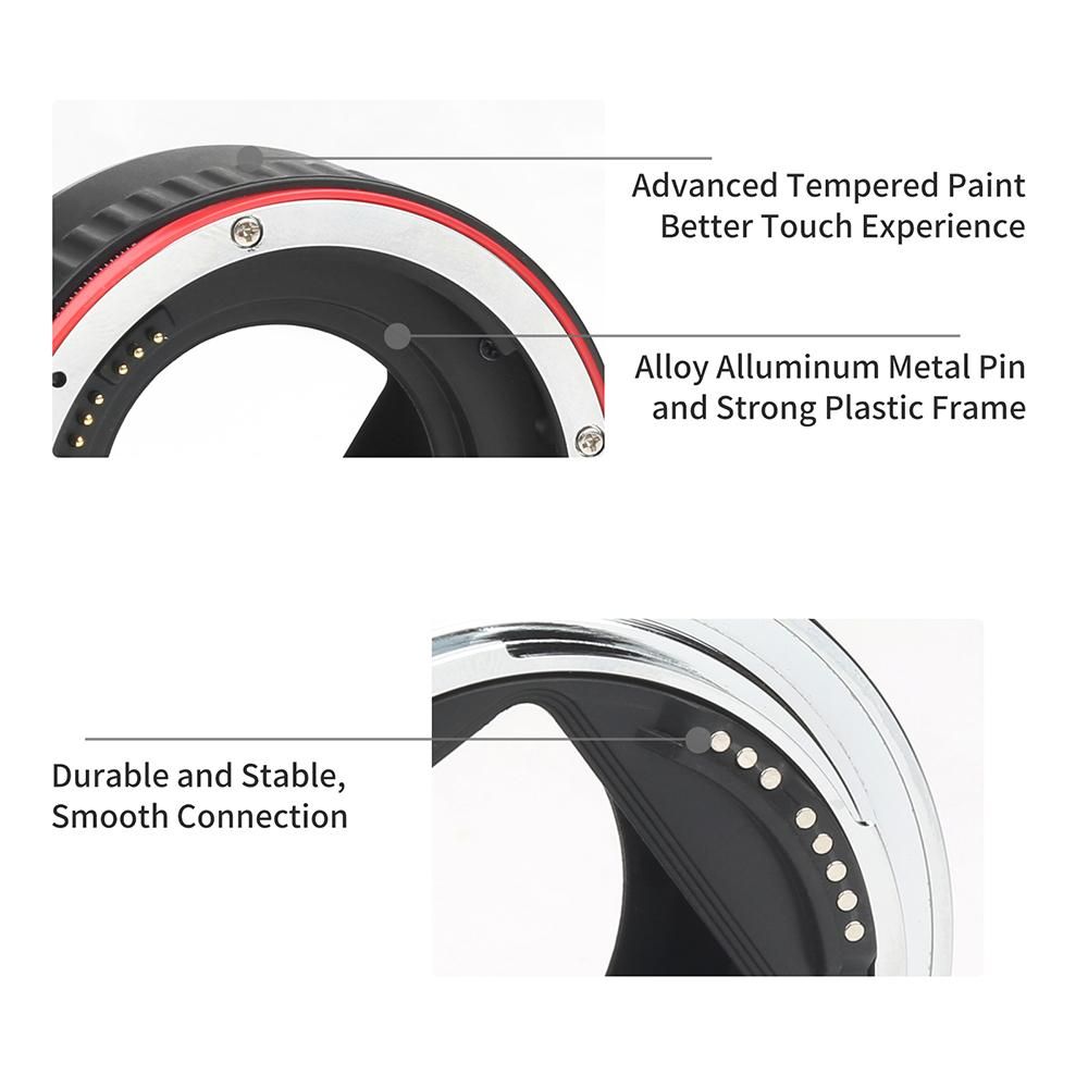 SHOOT XT-364 Auto Focus AF Macro Extension Tube Adapter Ring Set 13mm 21m 31mm Replacement for Canon EF/EF-S Lens Replacement for Canon EOS   550D/600D/650D/700D/750D/760D/800D/200D/1300D/77D/60D/70D/80D/7D/7D II/5D II/5D III
