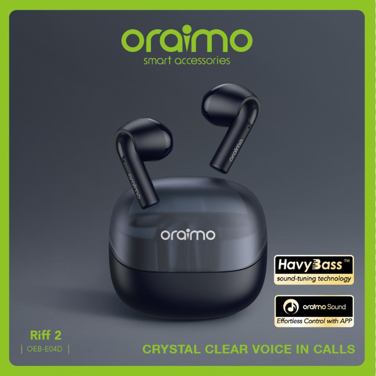Oraimo Riff 2 OEB-E04D Wireless Earphone ENC Thumping Bass 30-hour Playtime with APP Control Nebula Blue