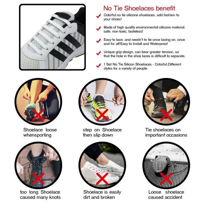 T-shaped Shoela Es No Tie Shoela Es Waterproof Sili On Flat Sports La Es-red