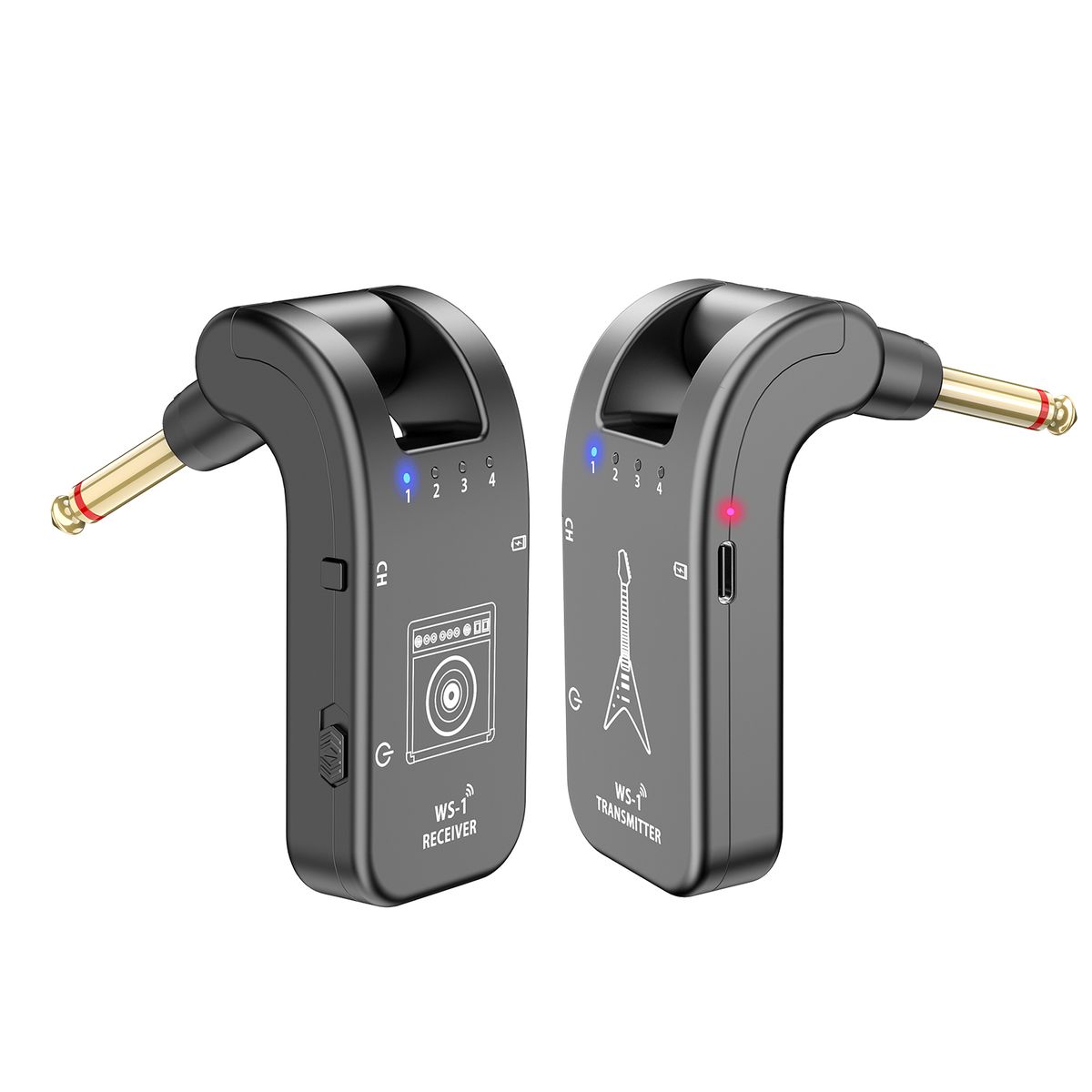 WS-1 2.4GHz Wireless Guitar System Rechargeable Audio Transmitter And Receiver