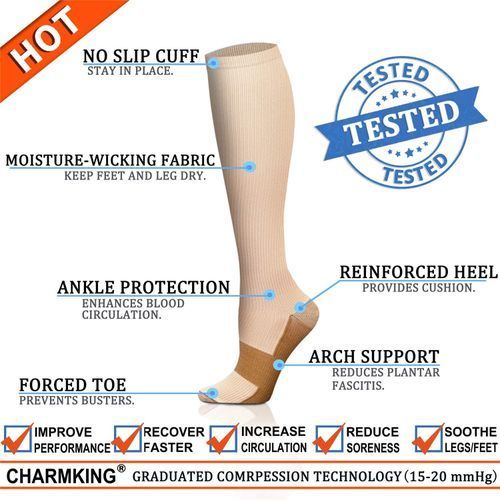 Copper Compression Socks (8 Pairs) For Running