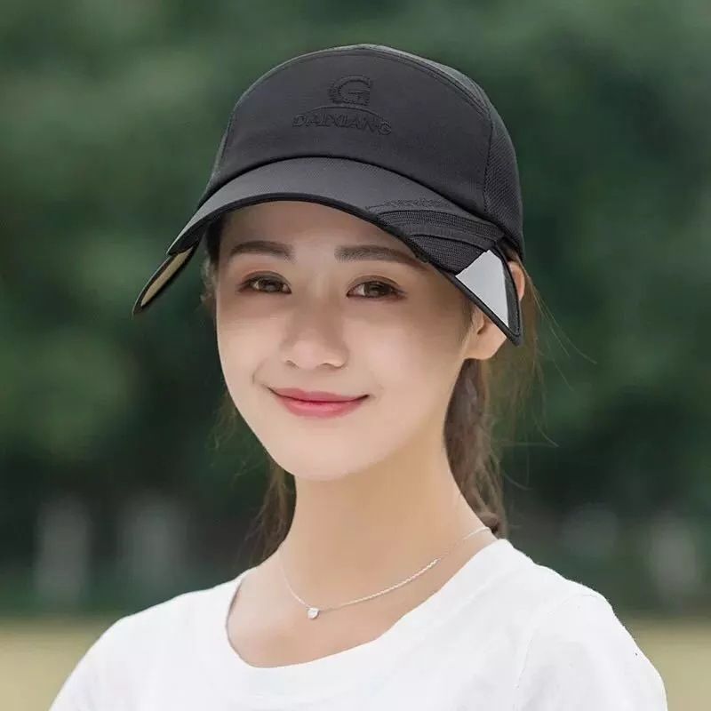 Fishing Hat Sun Hat Personty Pull Lens Along The Sun Hat Men And Women All-match Casual Baseball Cap Black