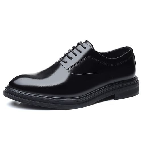 Men's Italian Plus Size Smooth Leather Shoes Black