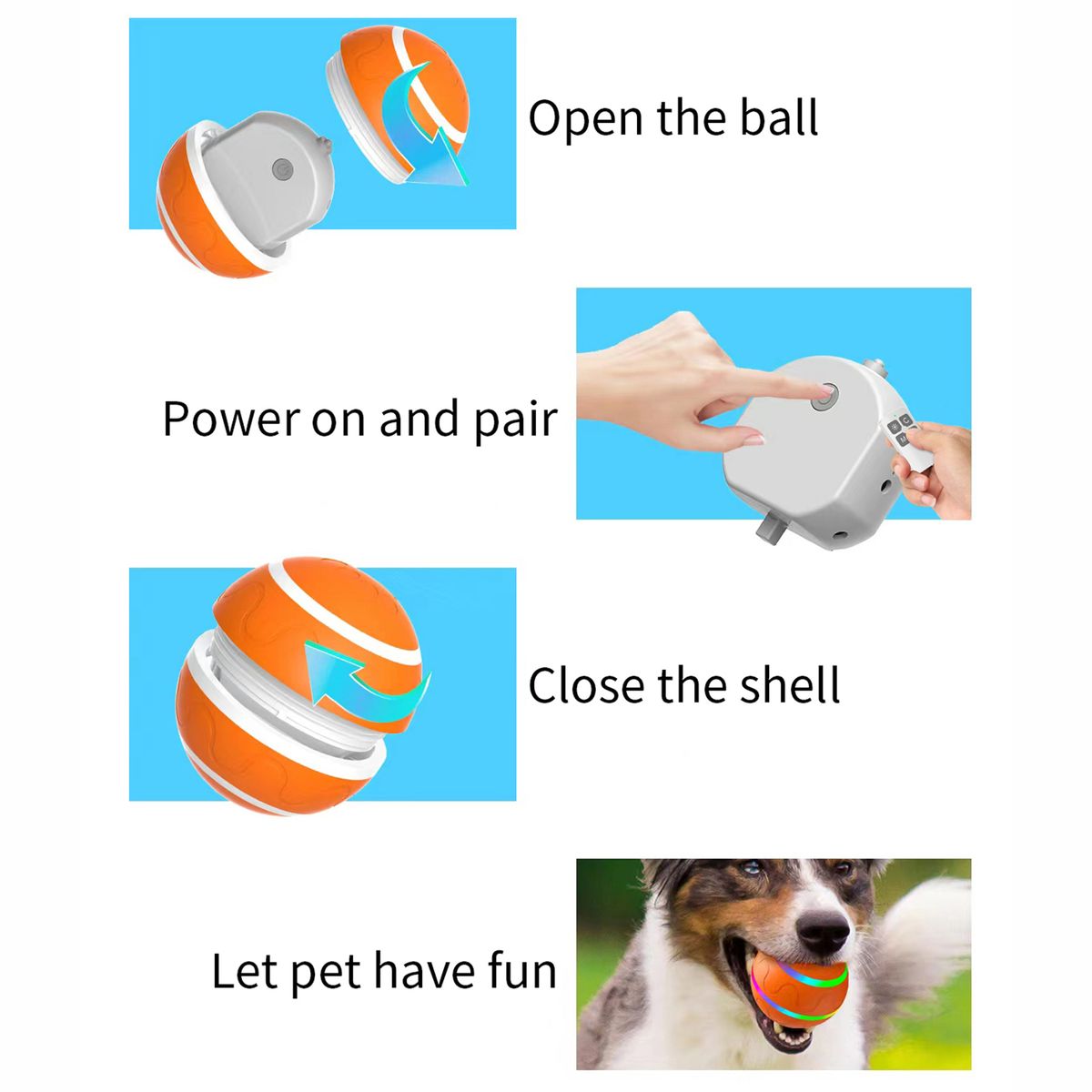 Dog Ball Toy Interactive Puppy Cat Pet Rolling Toy Remote