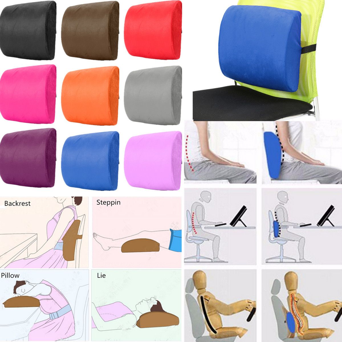 Waist Support Chair Waist Pillow Memory Foam Lumba