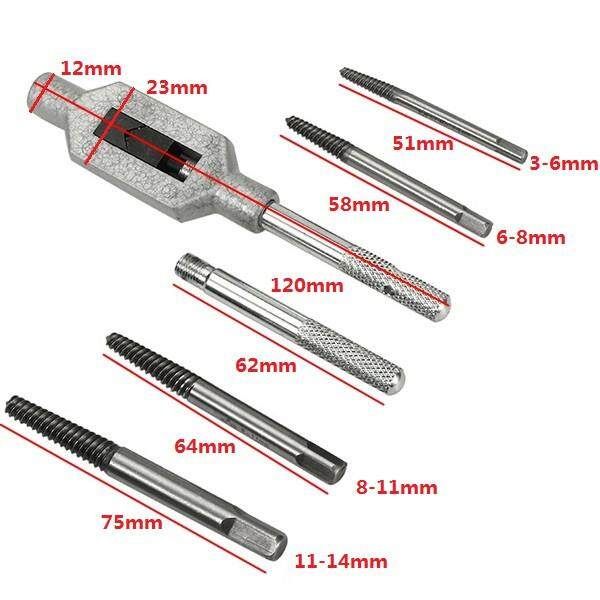 5Pcs 3mm To 14mm Cr-Mo Screw Extractor Broken Bolt Remover Drill With Holder Frame Tool
