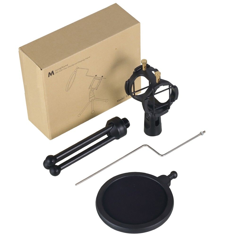 Detachable Microphone Tripod Stand Shock Mount Desktop Mic