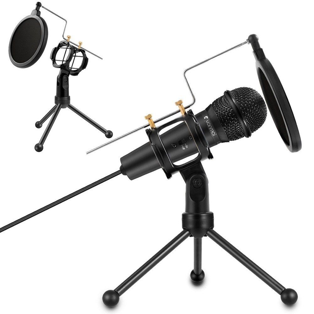 Detachable Microphone Tripod Stand Shock Mount Desktop Mic