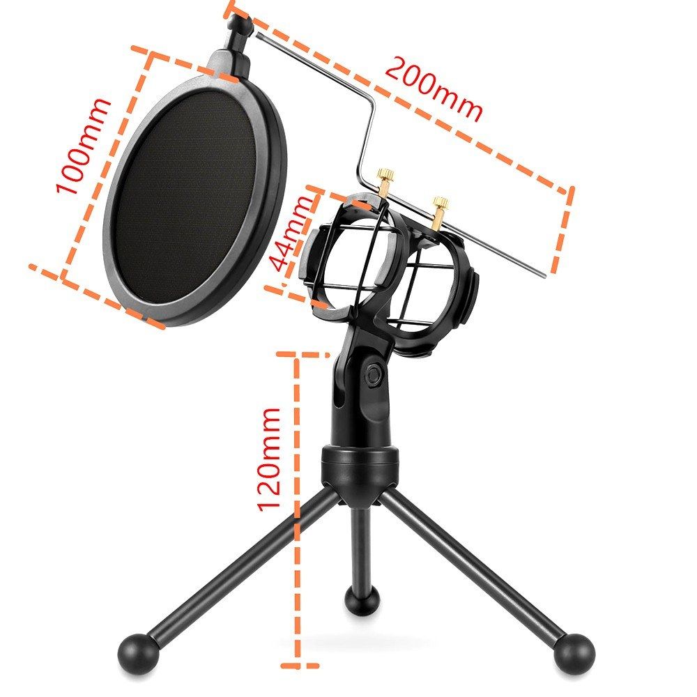 Detachable Microphone Tripod Stand Shock Mount Desktop Mic