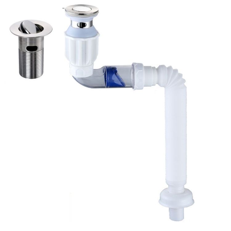 Washbasin Water Pipe D White Flap No Basket With Overflow
