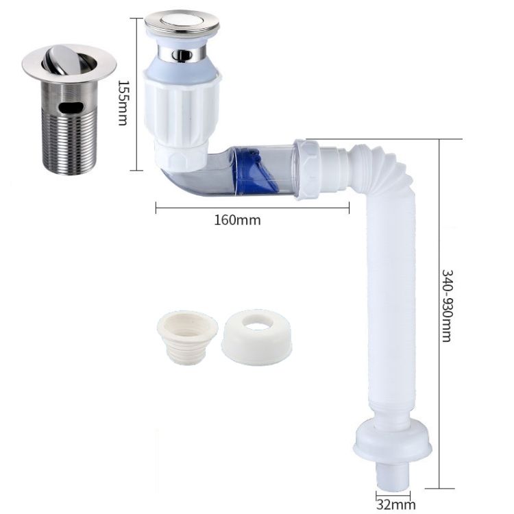 Washbasin Water Pipe D White Flap No Basket With Overflow