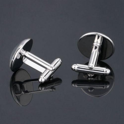 Initials Cufflinks Letter P Shirt Accessories - Black Silver