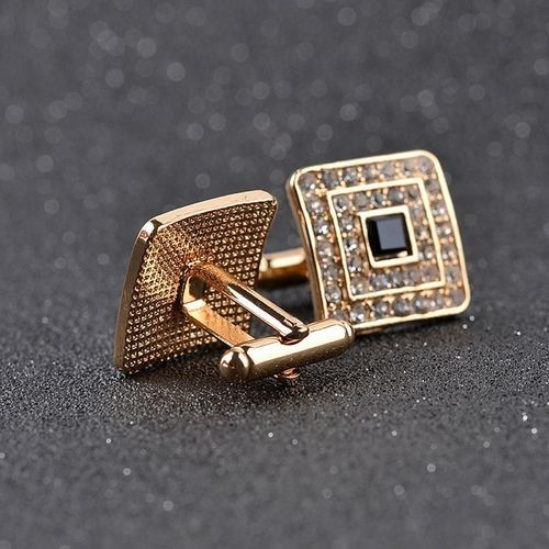 Rhinestone Cufflinks- Gold