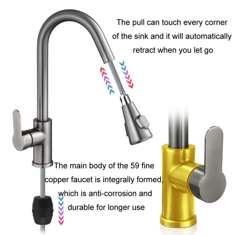 Kitchen Water Faucet Stainless Steel Brushed